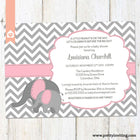 Baby Elephant Baby Shower Invitation - Chevron and Pink - Baby Girl or Twins Shower Invite- Printable