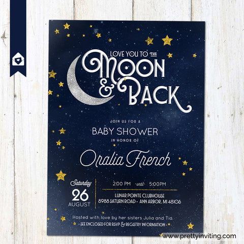 Love You to the Moon and Back Baby Shower Invitation