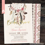 Rosy Dream Catcher Bridal Shower Invitation  - Boho Dreamcatcher Invitation