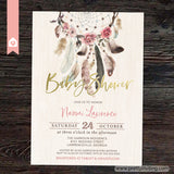 Rosy Dream Catcher Baby Shower Invitation  - Boho Dreamcatcher Invitation