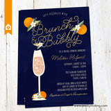 Brunch and Bubbly Bridal Shower Invitation - Citrus Tangerine