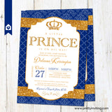 Royal Prince Baby Shower Invitation - Gold and Royal Blue