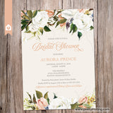 Aurora Elegant Floral Bridal Shower Invitation